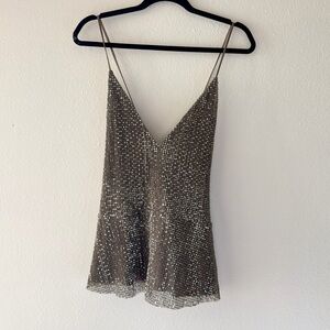 Express Metallic Sequin V-Neck Blouse